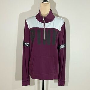 Victoria's Secret Collegiate-StyleHalf Zip Sweatshirt Burgundy Sz L